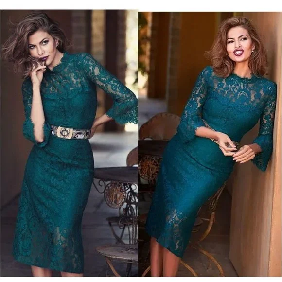 green emerald velvet dress Brenda Palm-Print Dress